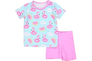 Aquarti Baby Mädchen Zweiteiler Kinder Badeanzug Bade-Set Bade T-Shirt Badehose UV-Schutz