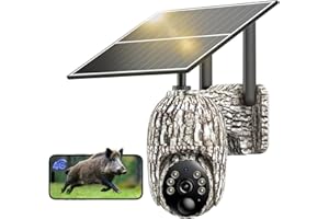 NUASI 4G Caméra de Chasse avec Carte SIM, 2K Caméra de Surveillance Solaire Extérieure sans Fil Détection de l'animal, 360° PTZ Caméra Sécurité avec Audio Bidirectionnel, Vision Nocturne
