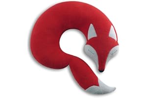 Leschi Poduszka podróżna dla spokojnego snu w samochodzie, samolocie i łóżku kempingowym/prezent podróżny dla dzieci i dorosłych/poduszka na kark, lis, czerwona, szara, czarna