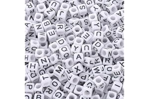 HERZWILD 1000pcs Letter Beads - Acrylic Alphabet Cube Beads for Jewellery Crafts DIY Necklace Bracelet Decoration (6 x 6 mm)