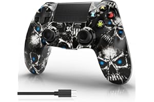 BOOWEN Wireless Controller for PS4, Dual Vibration, Six-Axis Sensor Gaming Controller for Playstation 4 /Pro/Slim/PC with Audio Function, Touch Pad, Motion Control, Black