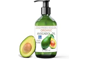 BLEU & MARINE BRETANIA Bio Oil Pure Avocado Oil - 100% organiczny, roślinny, naturalny olej - tłoczony na zimno olej do włosów, skóry, twarzy, masażu - organiczny olej z awokado - olej z awokado - 500ml