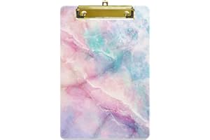 Hnogri Portapapeles de plástico pequeño, diseño de moda, tamaño A5, portapapeles para estudiantes, niños, mujeres, oficina, escuela, mini portapapeles tamaño 6 "x 9", Mármol de ensueño