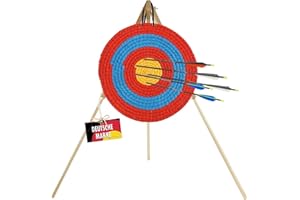 ‎BSW STRONGHOLD Stronghold Strohzielscheibe - 50x50x5cm + Ständer im Set Zielscheibe Bogenschießen für Kinder und Erwachsene Bogensport Schießscheibe für Pfeil und Bogen