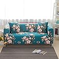 House of Quirk Universal Single Seater Sofa Cover Big Elasticity Cover for Couch 140 GSM Sofa Slipcover (Blue Flower, 90-145cm)