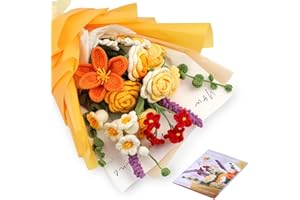 MASPHY Kit per Uncinetto per Principianti, Kit Bouquet di Rose All'Uncinetto, Kit Completo di Fiori All'uncinetto per Principianti con Video Tutorial Passo-Passo per Creazioni Artigianali