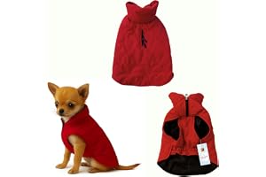 Foodie Puppies Dog Winter Jacket (V Punch Red, 14 inch) for Puppies I Warm, Waterproof & Windproof Coat Adjustable Velcro & Zipper Closure Washable Pet Vest for Indoor & Outdoor Use