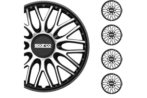 Sparco SPC1696SVBK Tapacubos Roma BICOLOR PLATA/NEGRO, Set de 4, 16 Pulgadas