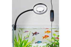GAINSTEN Aquarium Light for Fish Tank 8 W with 4 Colors Lamp Holder Design 360° Adjustable Light Arm USB Moving Aquarium Lamp Waterproof Mini Clip-On LED Lights Suitable for 3-8mm Thick Aquariums