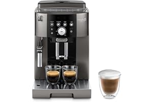 De'Longhi Magnifica S Smart ECAM250.​33.​TB, Machine à Café Automatique avec Mousseur à Lait, Taille Compacte Machine Grain à Tasse, Mousseur à Lait Manuel, 4 Recettes en Une Touche, Noir Titane