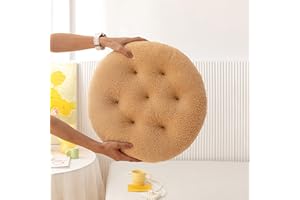 XIEMINLE Kurzes Plüsch-Sitzkissen, rundes Kissen, weich und bequem, für Esszimmer, Büro, Gartenstühle, Indoor-Stuhl-Sitzkissen, Outdoor-Sitzkissen, 40 x 40 cm, Kamel