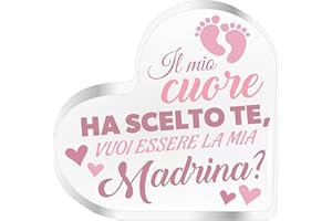 NAÏZAYA Idea Regalo Battesimo Madrina - Targa a Cuore Vuoi Essere la Mia Madrina - Gadget Originale per Una Richiesta Speciale