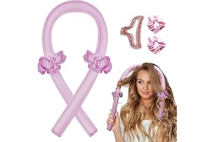 MPXEAVG Heatless Curler, Arriccia Capelli Senza Calore, Bigodini per Ricci Senza Calore, Riccioli Senza Calore, Riccioli Grandi, per la Maggior Parte Tipi di Capelli, Capelli Lunghi e Corti (Rosa)