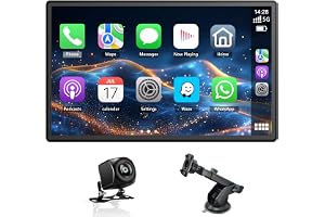 9-tums Carplay-skärm för bil, trådlös Carplay och Android Auto, roterbar Car Play-skärm med 1080P backup-kamera, Android Auto