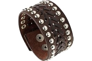 MILAKOO Lot de bracelets réglables en cuir unisexe avec clous en métal style biker