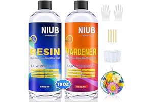 NIUB 560 ml Epoxidharz mit Härter, Profi Qualität glasklar Gießharz für Kunst, Handwerk, Schmuckherstellung, hochwertiges hitzebeständiges, lebensmittelechtes Harzgießset, für jedermann geeignet