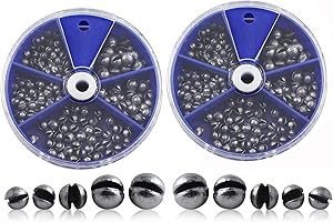 GUIDRE Lot de 200 cannes à plomb - 5 tailles - Avec boîte de rangement - Poids amovible - Accessoires de pêche - Accessoires de pêche - 200-B, M