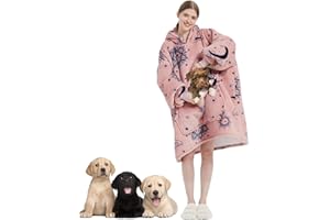 Wenlia Ponadwymiarowy koc z kapturem bluza dla kobiet, nadruk flanelowy koc sherpa, duża kieszeń, super miękka, ciepła, przytulna, gruba bluza z kapturem, jeden rozmiar, pasuje do wszystkich - prezent