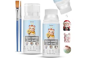 Taricor 150ml Air Dry Clay Glaze, Clay Varnish for Air Drying Clay, 75mlx2 Hochglanz Kratzfest Wasserfest Air Dry Clay Glaze for Craft Pottery Waterproof & Gloss (Gloss)