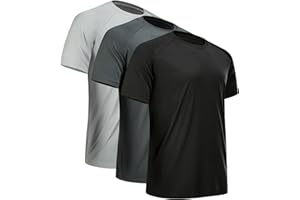 miijoory 3, 5 or 7er Pack Sport Tshirts Herren Funktionsshirt Sportshirt Schnelltrocknend Atmungsaktiv Fitnessshirt Trainingsshirt Herren Laufshirt Kurzarm