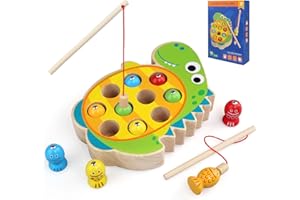 BelleStyle Giochi di Pesca, Montessori Magnetica Pesca Giocattoli, Gioco di pesca magnetico in legno per bambini, mit 10 Pesci e Due Canne da Pesca per Regalo Bambini di 3 4 5 6 Anni