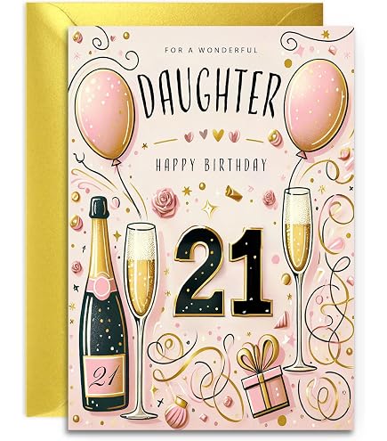 Geburtstagskarte Für Enkelin – 21. Geburtstag, Motiv: Schuhe, Englischer Spruch | 15,2 X 22,8 Cm, Mit Glitzer