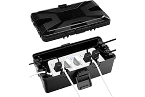 CEXOVO Kabelbox Wasserdicht,26.1x15x9.4 cm,Outdoor Kabel Safe Box,kabelbox,6 Kabeleingänge und ausgänge,Wetterfester Anschlusskasten Abdeckungen Schützen Steckdose,Zeitschaltuhr,Holiday Light,Schwarz