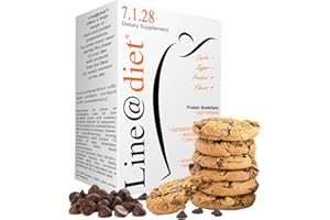 LINE@DIET Biscotti proteici Lineadiet - 7 monoporzioni di biscotti cookies - 25% proteine, ridotto contenuto di carboidrati e zuccheri (21 biscotti totali)