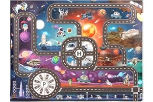JTMM Tappetino da gioco per bambini Universe, tappetino da gioco in PVC spaziale Dimensioni 39,3 x 51,1 pollici/100 x 130 cm Tappeto per bambini Tappeto per area di gioco Tappeto