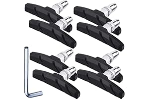 Hotop 4 Pairs Bike Brake Pads Mountain Bike Brake Pads with Hex Nuts and Spacers v Bicycle Brake Blocks Set, 70 mm