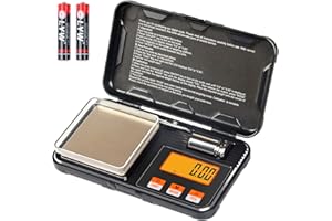 YYQ Mini Bilancia Digitale Professionale, Portatile Bilancia Cucina 200g x 0,01g, Tascabile di Precisione, Peso di Calibrazione 50g, 6 Unità, Funzione di Tara e Conteggio (2 batterie incluse)