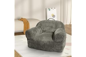 Louis Donné 55X64X43cm Grey Striped fabric Foam Filling Arm Chair, Reading Couch for Kids, Lazy Sofa,Togo small furniture for Living Room, Bedroom