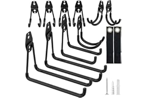 Kitmiido 12er Set Wandhaken für Garage | Schwerlast Doppelhaken | Platzsparende Aufbewahrung für Werkzeuge, Fahrräder, Sportausrüstung (Schwarz)