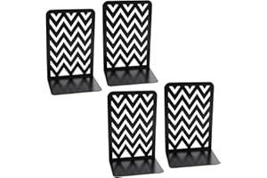 Coolnice 4 Pezzi Fermalibri Antiscivolo Fermalibri in Metallo Nero per Libri Pesanti, Fermalibri con design Onda per Casa, Ufficio