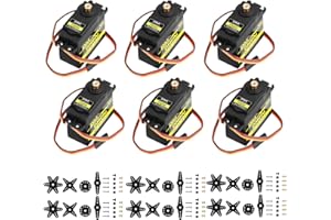 diymore Lot de 6 servomoteurs numériques 15KG en métal à Couple élevé pour Voiture, Bateau, Robot [Convient Uniquement aux Personnes de Plus de 16 Ans]