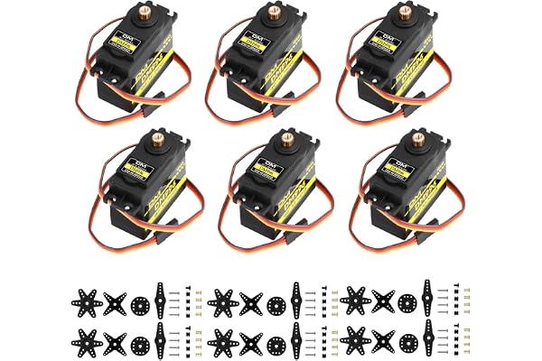 diymore Lot de 6 servomoteurs numériques 15KG en métal à Couple élevé pour Voiture, Bateau, Robot [Convient Uniquement aux Personnes de Plus de 16 Ans]