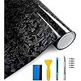 Arespark Black Forged Carbon Fiber Vinyl Wrap, High Gloss Car Wrap Vinyl Film with Bubble Free Air Release Technology DIY Auto Decoration Sticker 1ft x 5ft with Tools