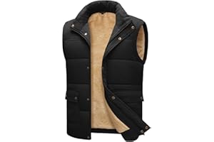 Lonya Veste Sans Manches Homme Gilet Polaire Hiver Chaud Coupe-vent Col Montant Légère Manteaux Sans Manche Gilet de Pêche Avec Plusieurs Poches