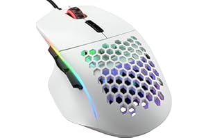 Glorious Gaming Model I Mouse da gaming wired - Superleggero 69 g, 2 tasti scambiabili, RGB, piedini in PTFE, 9 tasti programmabili, supporto laterale per il pollice - Bianco