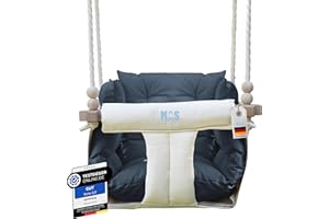 MOAS SHOP® Babyschaukel Indoor aus Hainbuche-Holz mit Anker- und Befestigungsmaterialien für die Decke, Babyschaukel Garten, Schaukel Tragfähigkeit bis 25 Kg, Kinderschaukel Indoor, Kleinkind Schaukel