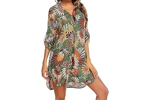 TBSCWYF Copricostumi Donna Mare Camicia Vestito da Spiaggia Costume da Bagno Camicia Bluse Donna Maniche a 3/4 Copricostume Estivo Costumi da Bagno
