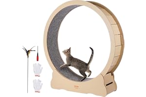 VEVOR Cyclette per gatto in Legno, Tapis Roulant Diametro 1320 mm, Ruota per Esercizi con Tappeto Rimovibile per gatto