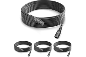 WECAN Confezione da 4 cavi di segnale DMX a 3 pin da 5 m, con connettori Cannon XLR maschio e femmina, per il segnale DMX delle luci da palcoscenico, per tutte le luci a testa mobile e luci par a LED