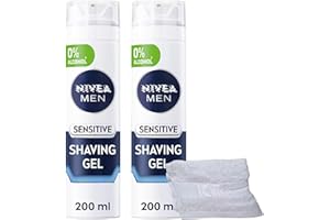 2 X 200ml Shaving Gel for Men - Soothing Formula, Ideal for Sensitive Skin Type - Clear Gel, Gentle Men's Shave gel With Soft Aftershave KRISP Towel (Packaging may vary)