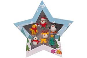TINC Christmas Eraser Set, 6 erasers in The Collection, Star Display case