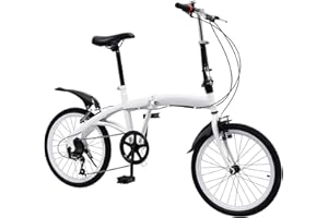 NIGORIY Bicicletta pieghevole da 20 pollici, 7 marce, capacità di carico 90 kg, ultraleggera, 13 kg, con doppio freno a V, pieghevole, per adulti, in acciaio cromato