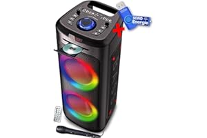 Enceinte Autonome Lumineuse avec Lecteur CD Inovalley MS06-CD-XXL - Bluetooth 5.0 / USB - 1000W - Karaoké, Radio FM+ Clé USB 32G