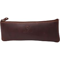GERMANUS Colonia Leren Etui – Donkerbruin – Ritssluiting – 210x80 Mm – Voor Pennen En Accessoires