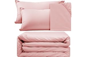 BESCH Juego de Funda Nordica 100% Microfibra de Poliester Suave 4 Piezas - Juego de Funda Edredónes 240x260cm y con 2 Funda de Almohada 45x100cm (Rosa)