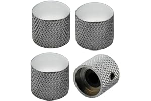 Musiclily Métrico 6mm Metal Botones de Potenciometros Dome Knobs Perillas de Control con Ajustable Tornillo para Guitarra Eléctrica Telecaster Precision Bass, Cromado(4 piezas)